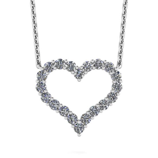 Collar Corazón de Diamantes en Oro Blanco 18K