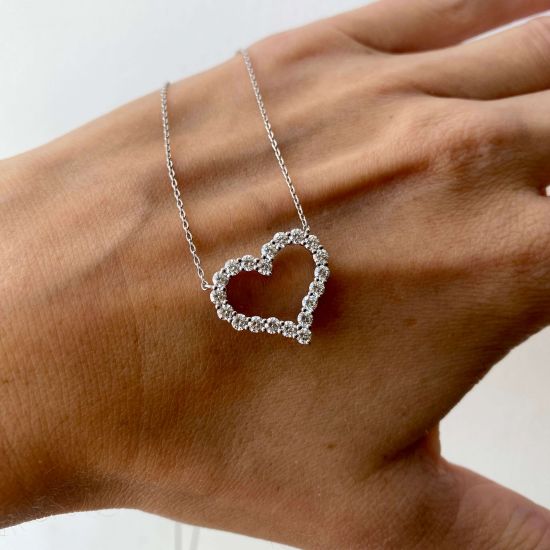 Collar Corazón de Diamantes en Oro Rosa de 18K,  Ampliar imagen 2