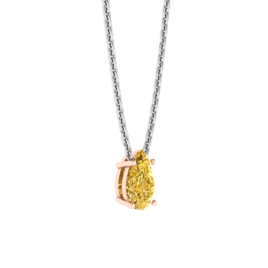 Collar de cadena de diamantes amarillos de lujo en forma de pera en oro rosa, More Image 0