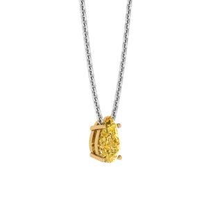 Collar de cadena con diamantes amarillos en forma de pera en oro amarillo - Photo 1