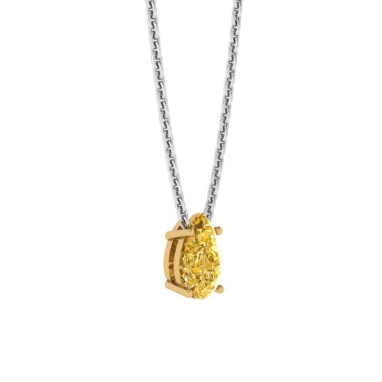 Collar de cadena con diamantes amarillos en forma de pera en oro amarillo, More Image 0
