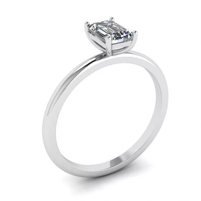 Anillo Diamante Talla Esmeralda Oro Blanco - Photo 3