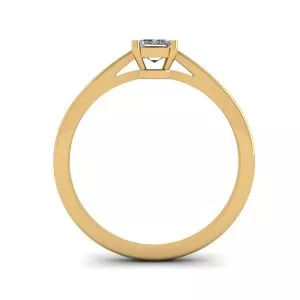 Anillo Solitario Clásico Diamante Talla Esmeralda Oro Amarillo - Photo 1