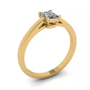 Anillo Solitario Clásico Diamante Talla Esmeralda Oro Amarillo - Photo 3