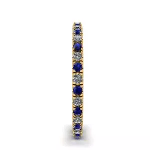 Estilo de anillo de eternidad de diamantes y zafiros con pavé Riviera en oro amarillo - Photo 2