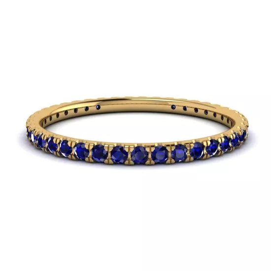 Anillo de eternidad con pavé de zafiros Riviera en oro amarillo, Ampliar imagen 1