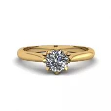 Anillo de compromiso de diamantes Lotus en oro amarillo