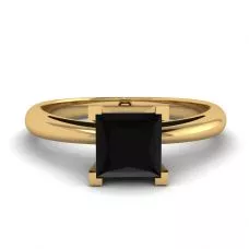 Anillo Cuadrado Diamante Negro Oro Amarillo