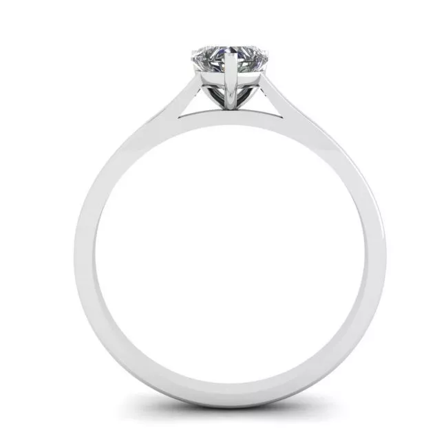 Anillo Plano Simple con Corazón Diamante Oro Blanco - Photo 1