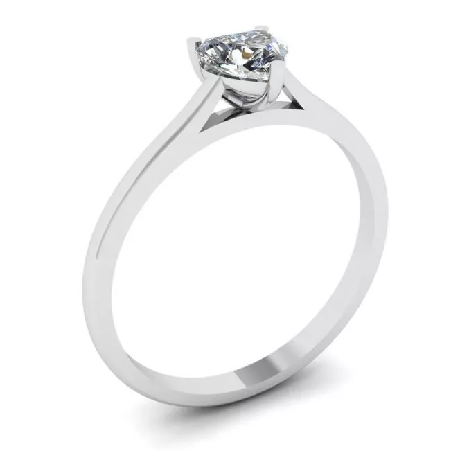 Anillo Plano Simple con Corazón Diamante Oro Blanco - Photo 3