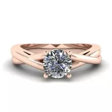 Anillo X Cruz con Diamante Redondo Oro Rosa