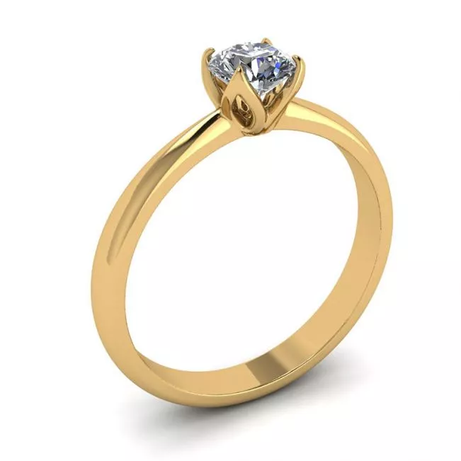 Anillo de engaste de pétalos con diamante redondo en oro amarillo de 18 quilates - Photo 3