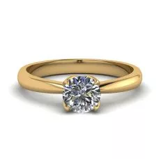 Anillo de engaste de pétalos con diamante redondo en oro amarillo de 18 quilates