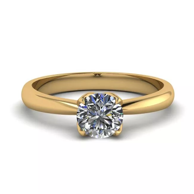 Anillo de engaste de pétalos con diamante redondo en oro amarillo de 18 quilates