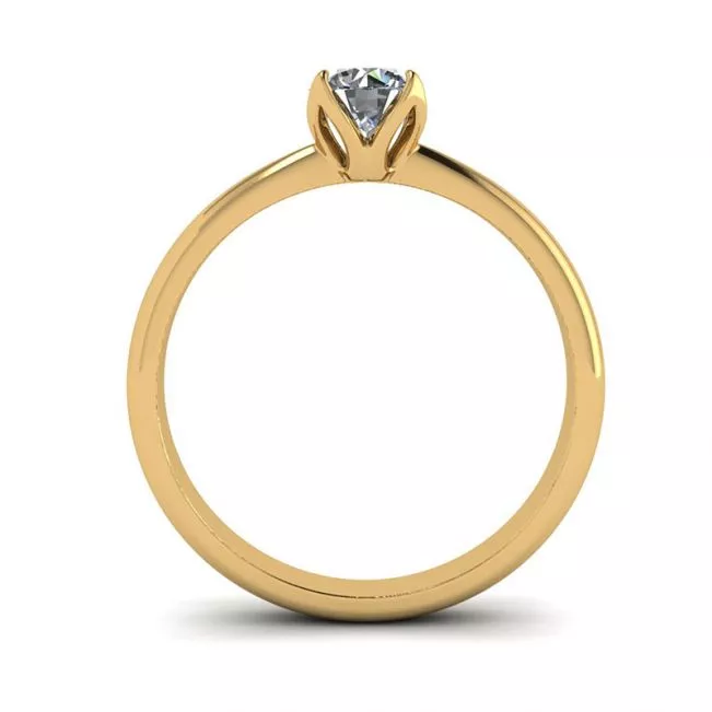 Anillo de engaste de pétalos con diamante redondo en oro amarillo de 18 quilates - Photo 1
