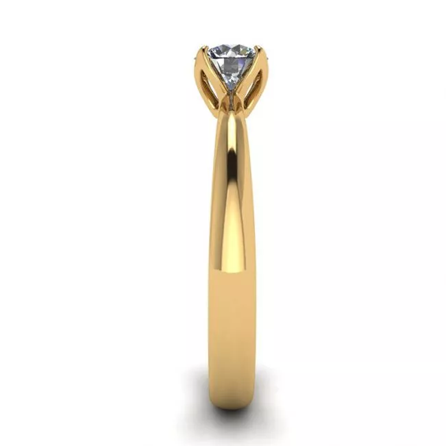 Anillo de engaste de pétalos con diamante redondo en oro amarillo de 18 quilates - Photo 2