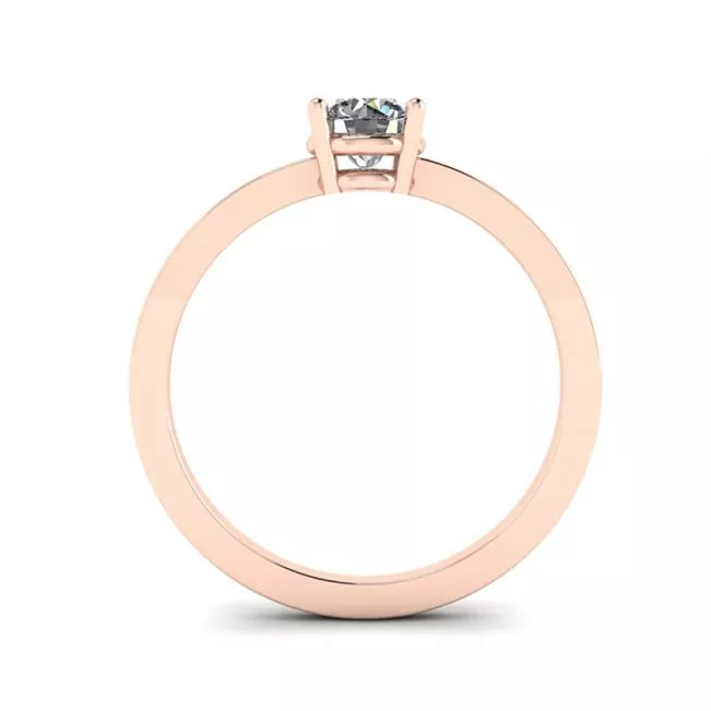 Anillo sencillo de oro rosa de 18 quilates con solitario de diamante redondo - Photo 1