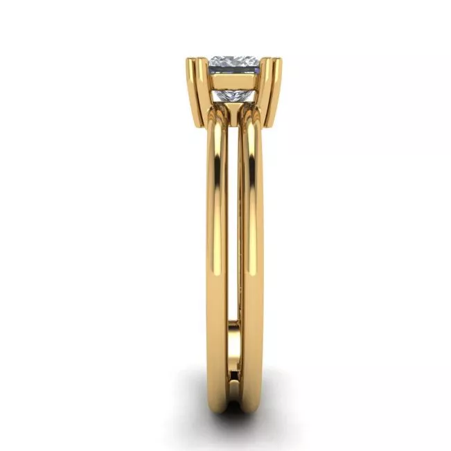 Anillo doble de compromiso de corte princesa contemporáneo - Photo 2