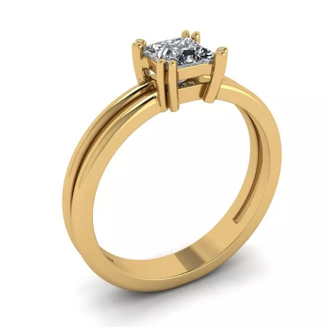 Anillo doble de compromiso de corte princesa contemporáneo - Photo 3