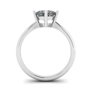 Solitario Rombo Diamante Talla Princesa Oro Blanco - Photo 1