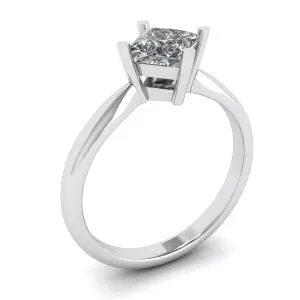 Solitario Rombo Diamante Talla Princesa Oro Blanco - Photo 3