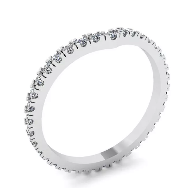 Alianza de eternidad con diamantes curvos en oro blanco - Photo 3