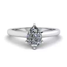 Anillo solitario de diamante pera en 6 puntas