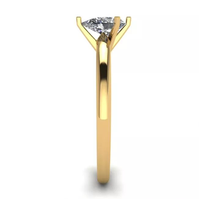 Anillo solitario de diamante pera en oro amarillo de 6 puntas - Photo 2