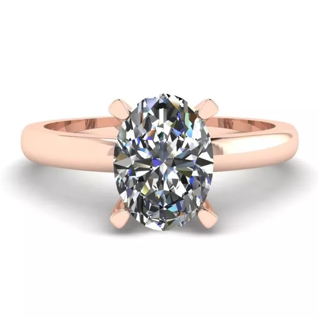 Anillo de diamantes ovalados en oro rosa