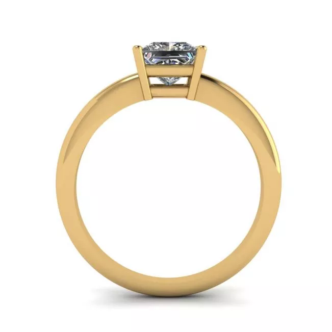 Anillo solitario sencillo de talla princesa en oro amarillo - Photo 1