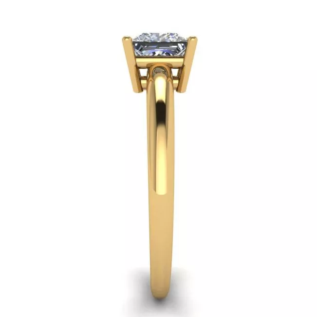 Anillo solitario sencillo de talla princesa en oro amarillo - Photo 2