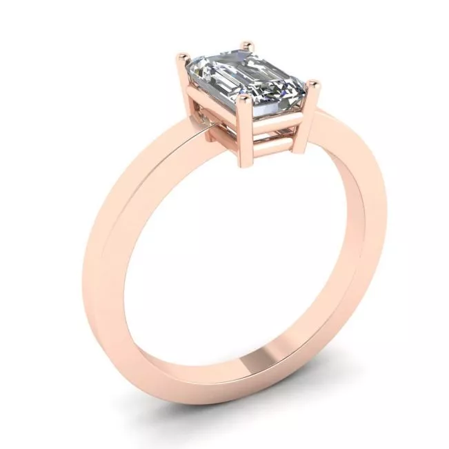 Anillo Rectangular de Diamantes en Oro Rosa - Photo 3