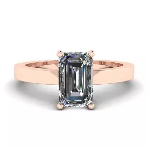 Anillo Rectangular de Diamantes en Oro Rosa