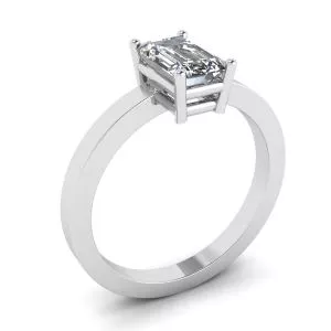 Anillo Rectangular Diamante Oro Blanco - Photo 3