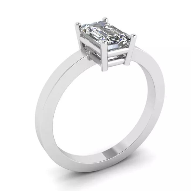 Anillo Rectangular Diamante Oro Blanco - Photo 3
