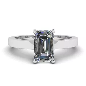 Anillo Rectangular Diamante Oro Blanco