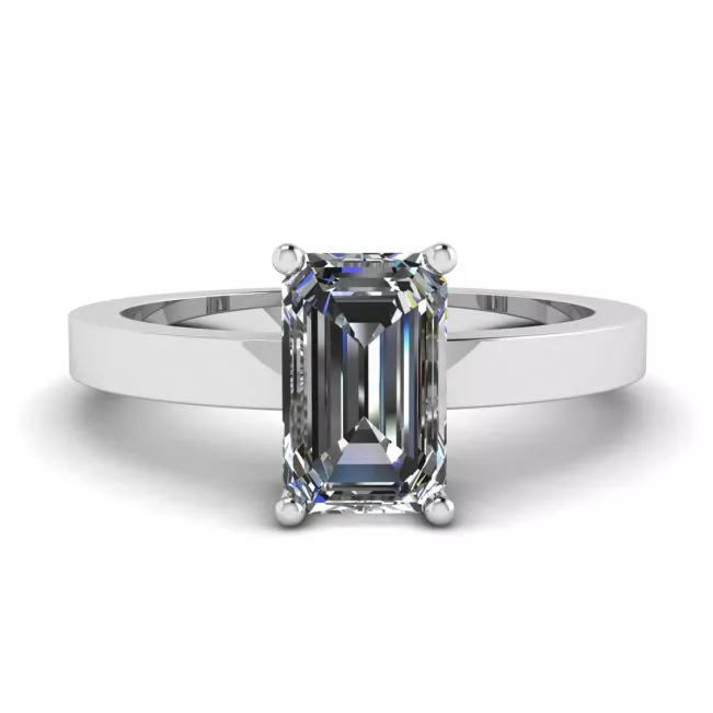 Anillo Rectangular Diamante Oro Blanco