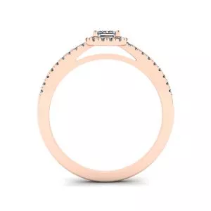 Anillo de diamantes de talla esmeralda con halo de oro rosa - Photo 4