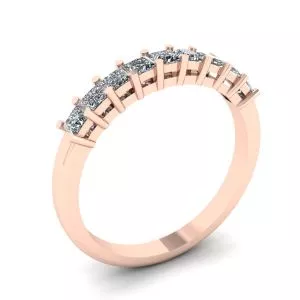 Anillo de 9 cuadrados con diamantes de princesa en oro rosa - Photo 3
