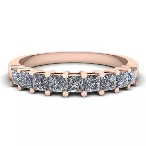Anillo de 9 cuadrados con diamantes de princesa en oro rosa