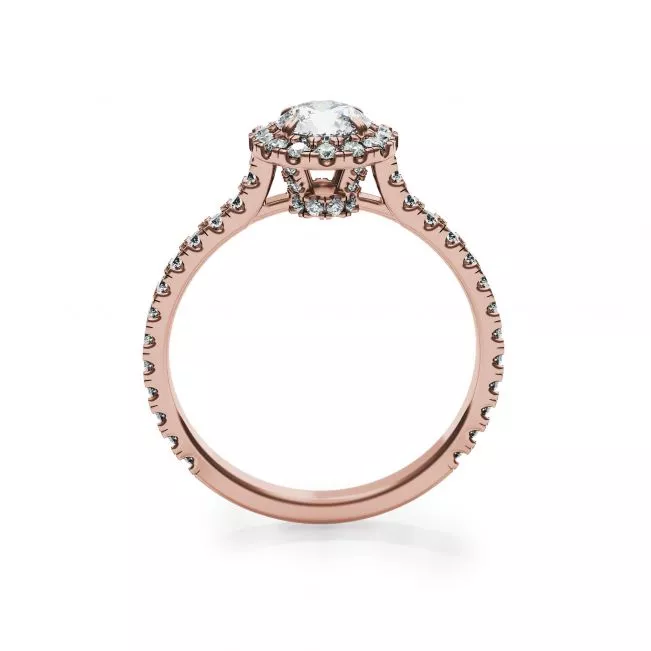 Anillo con halo de diamantes redondos en oro rosado de 18 quilates - Photo 1