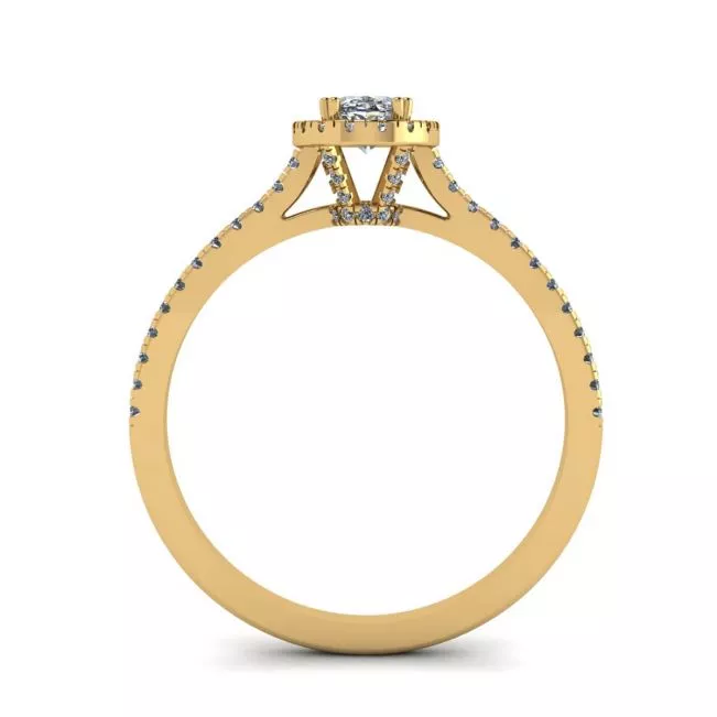 Anillo Halo de diamantes de talla ovalada en oro amarillo de 18 quilates - Photo 1