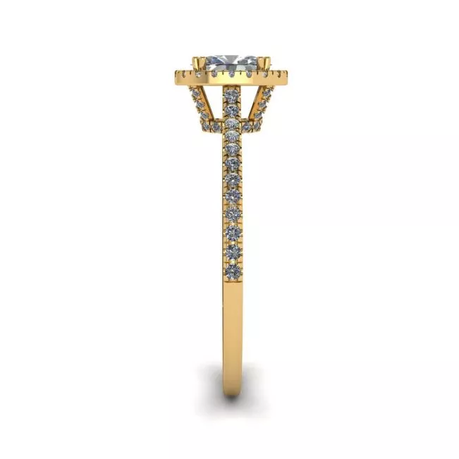 Anillo Halo de diamantes de talla ovalada en oro amarillo de 18 quilates - Photo 2