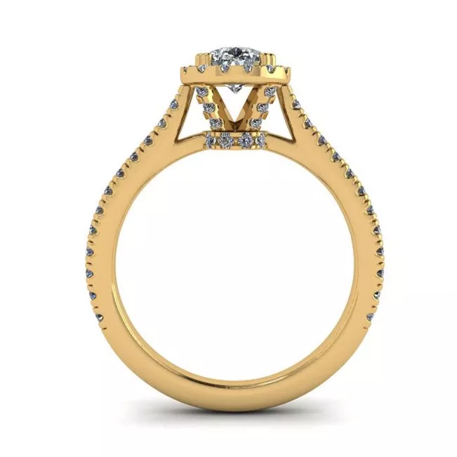 Anillo con halo de diamantes de talla pera en oro amarillo de 18 quilates - Photo 1