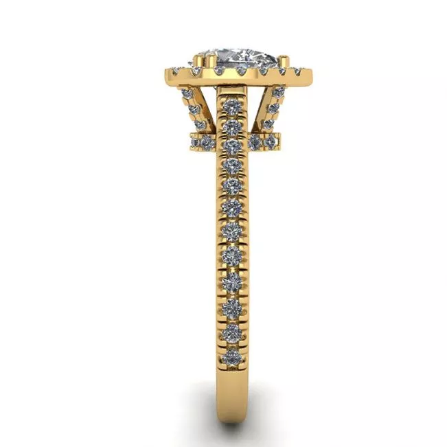Anillo con halo de diamantes de talla pera en oro amarillo de 18 quilates - Photo 2