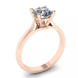 Anillo clásico de diamantes con un diamante en oro rosa - Photo 3