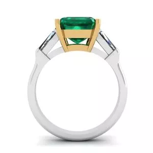 Anillo de Esmeralda de 3 quilates con Diamantes Laterales Baguette - Photo 1