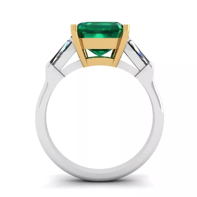Anillo de Esmeralda de 3 quilates con Diamantes Laterales Baguette - Photo 1