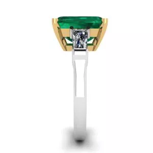Anillo de Esmeralda de 3 quilates con Diamantes Laterales Baguette - Photo 2