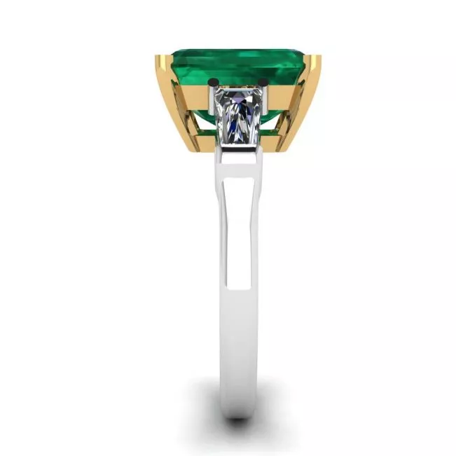 Anillo de Esmeralda de 3 quilates con Diamantes Laterales Baguette - Photo 2